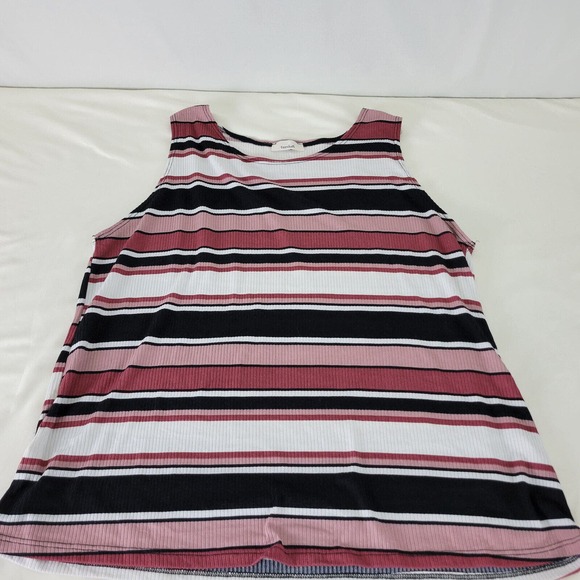Teenbell Womens Shirt 2XL Top Multicolor Stripe Sleeveless Wide Strap Round Neck - Picture 3 of 8